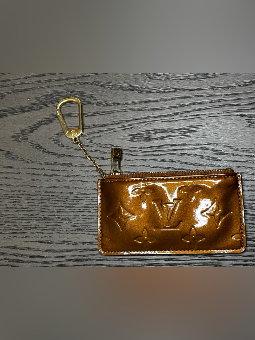 Louis Vuitton Vernis Pochette Cles Bronze Key Pouch Coin Card Holder w/ Box - Picture 8 of 12